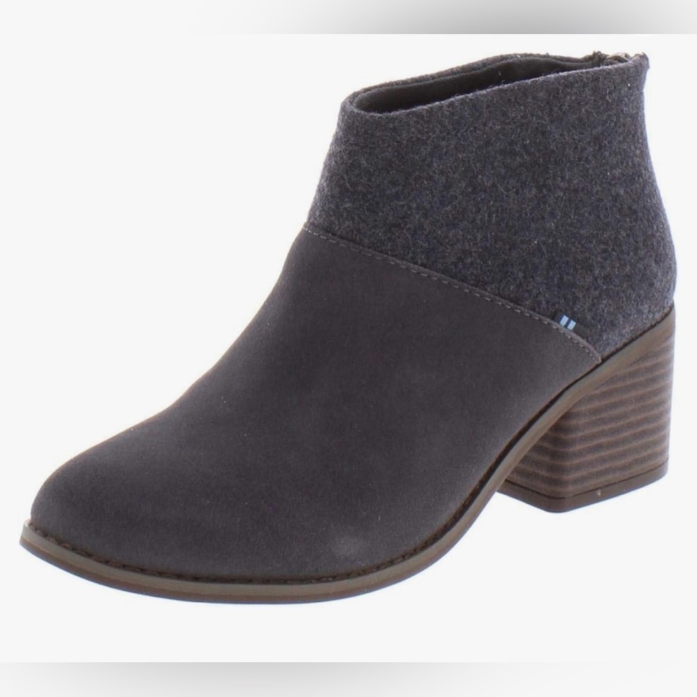 TOMS Women Lacy Forged Iron Suede/Felt Mix Ankle Boots Shoes Booties Size 5 NWT